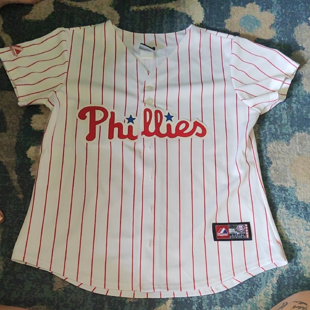Majestic Women's Phillies Red and White Jersey